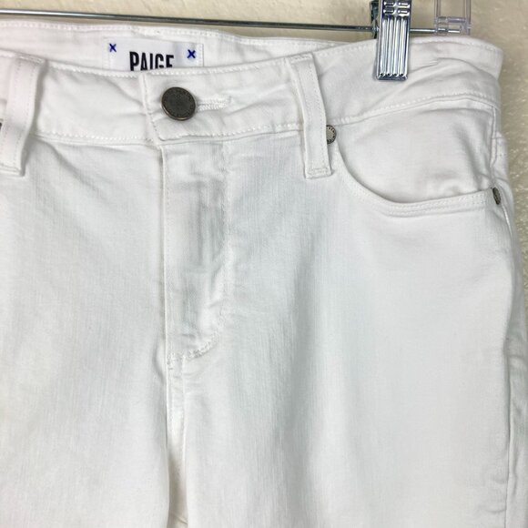 Paige Kylie Crop Women's White Jeans Cuffed Hem Sz 29 - Picture 5 of 10